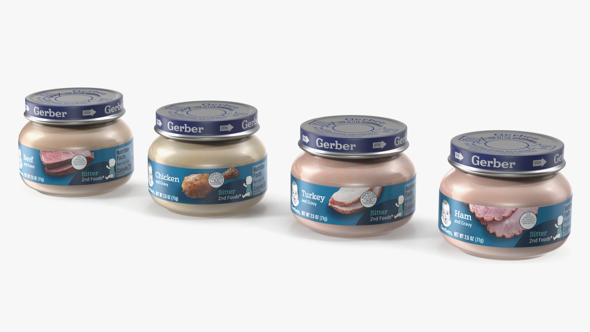 Gerber Baby Food Jars 71g Set 3D model