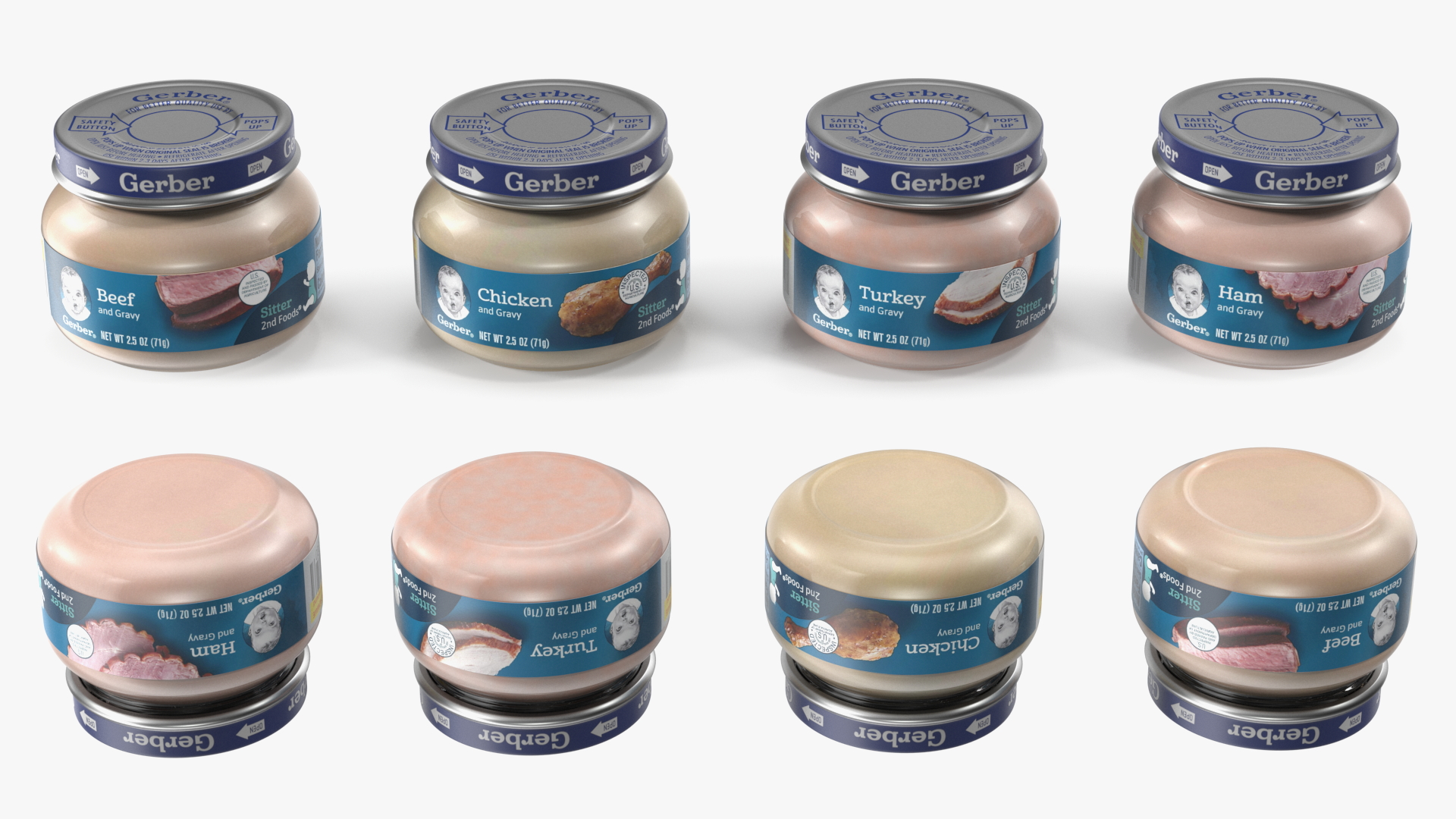 Gerber Baby Food Jars 71g Set 3D model