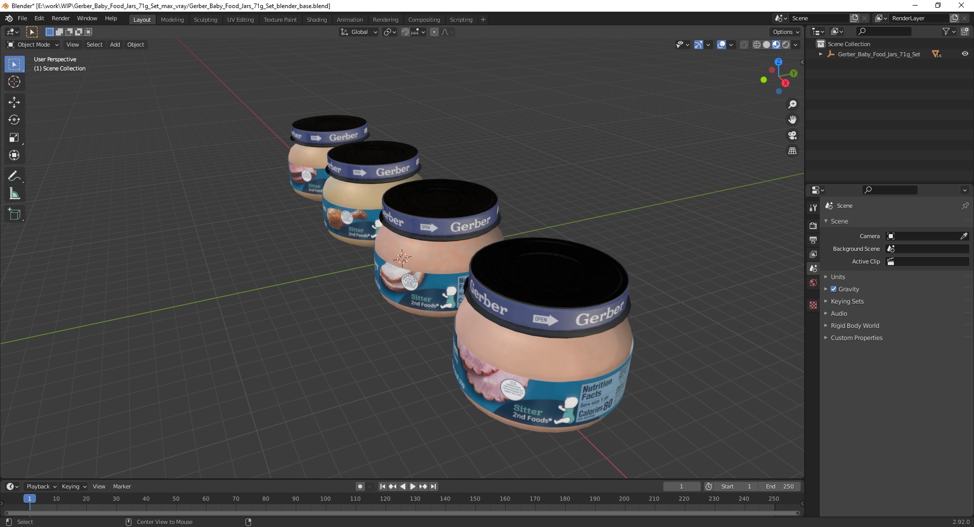 Gerber Baby Food Jars 71g Set 3D model