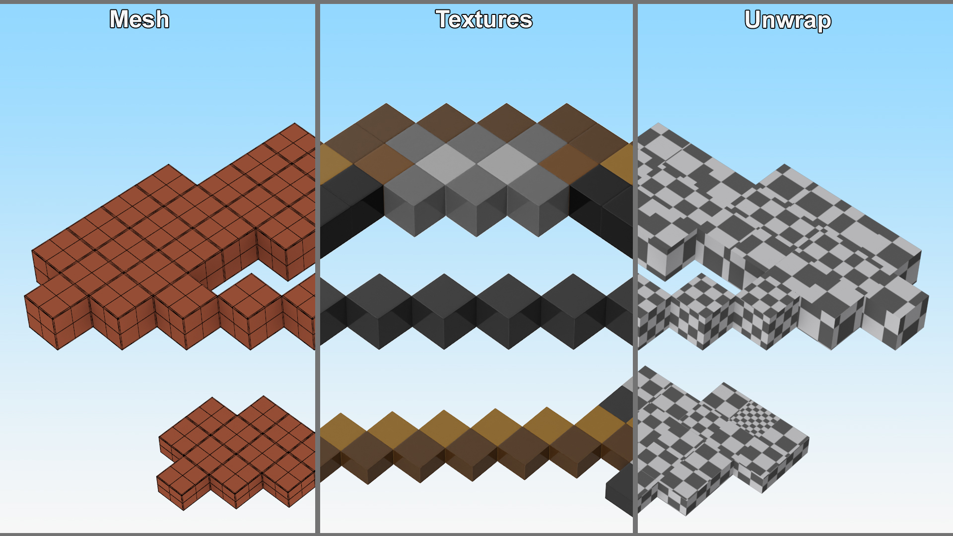 3D Minecraft Bow and Arrow model