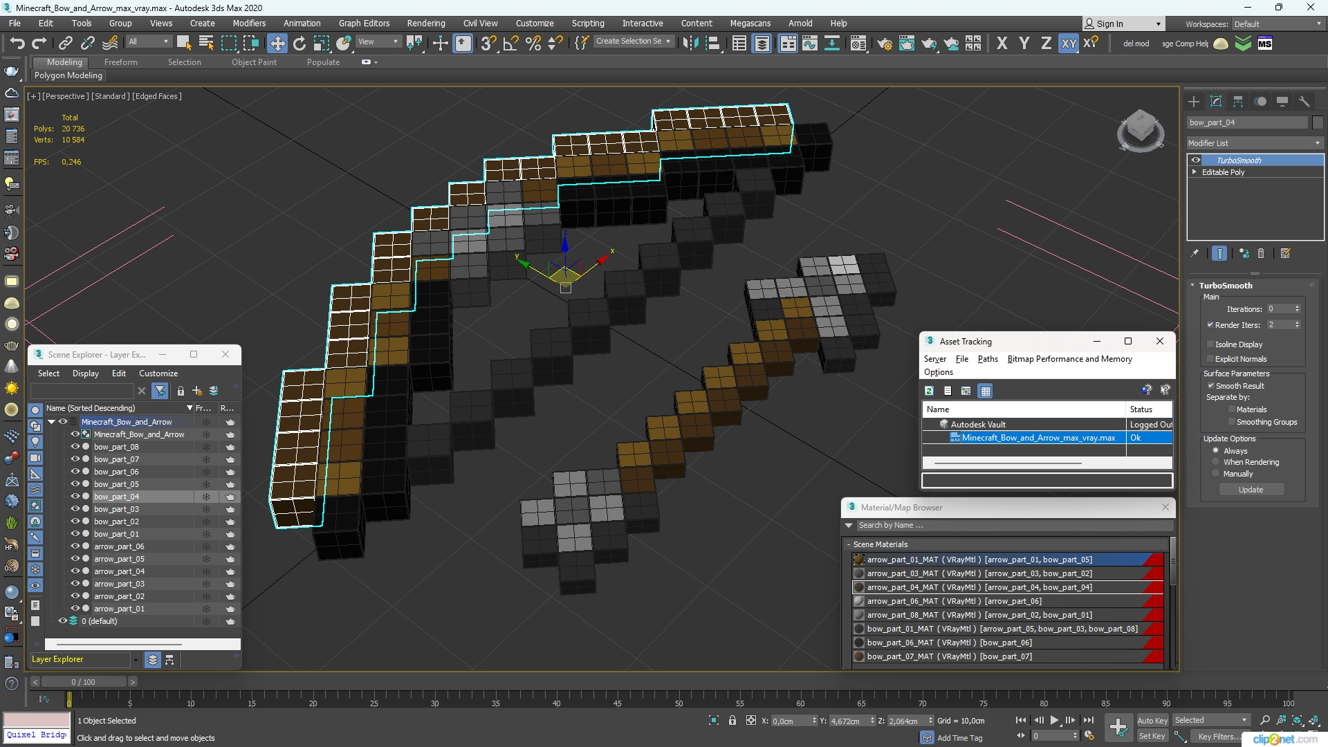 3D Minecraft Bow and Arrow model
