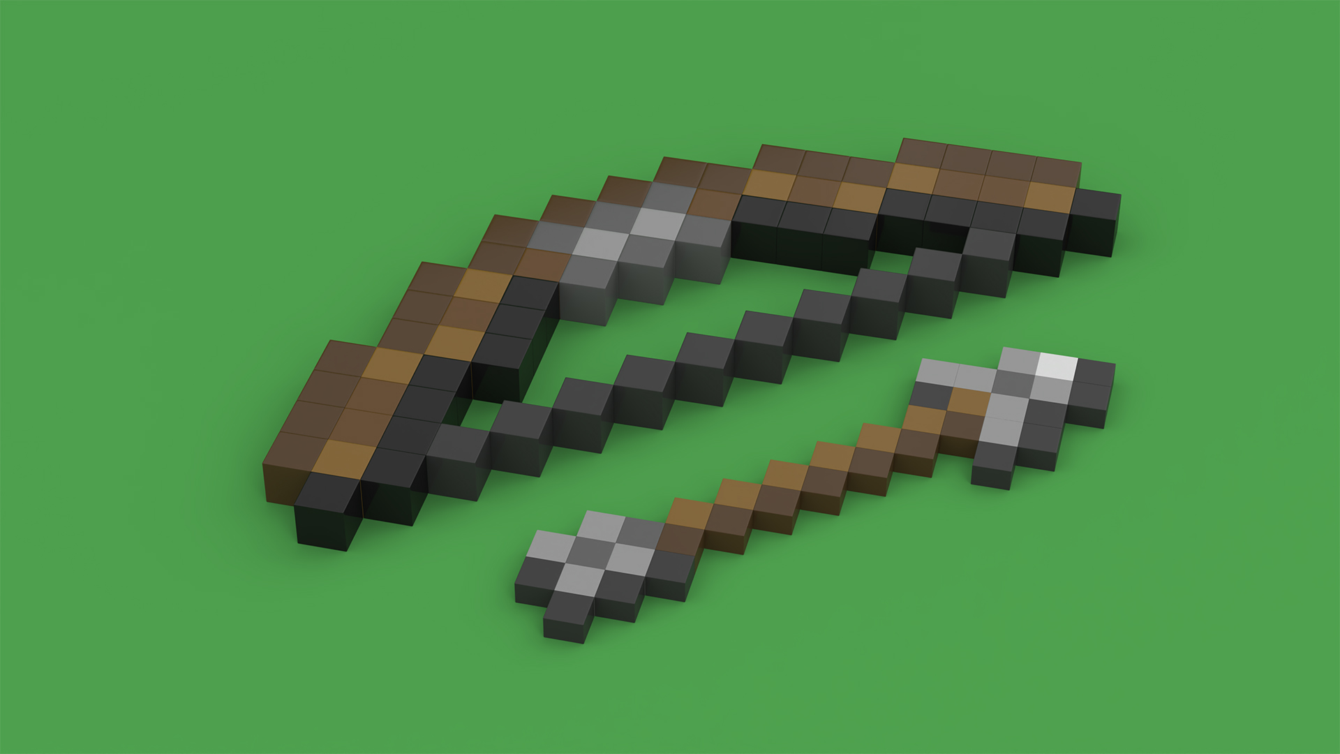 3D Minecraft Bow and Arrow model