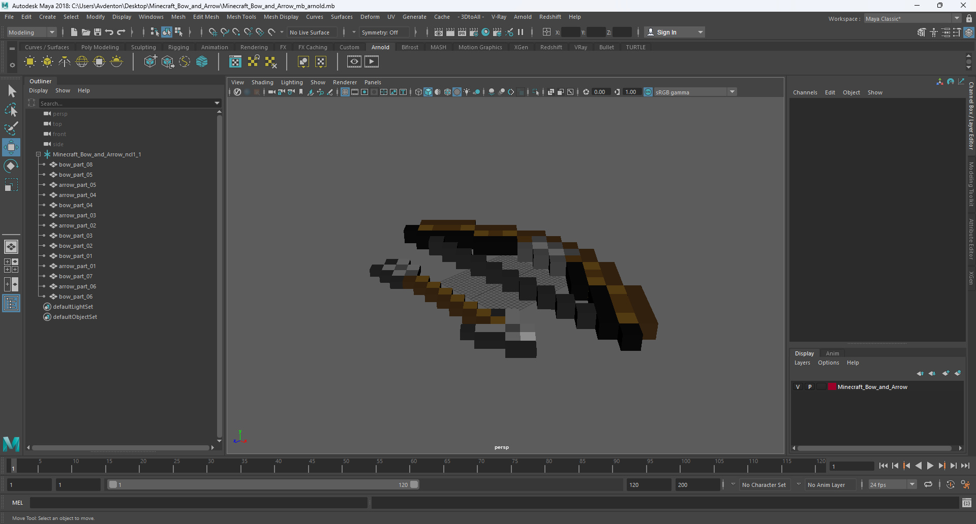 3D Minecraft Bow and Arrow model