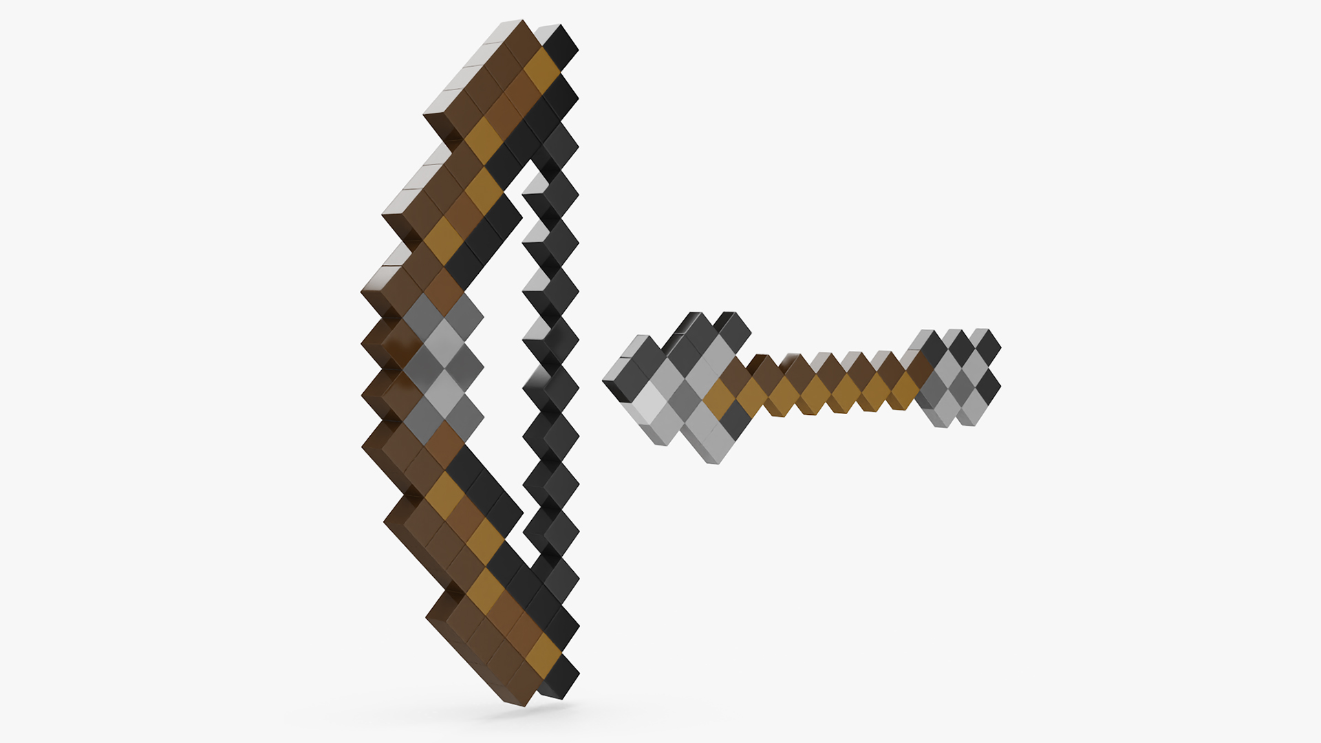 3D Minecraft Bow and Arrow model