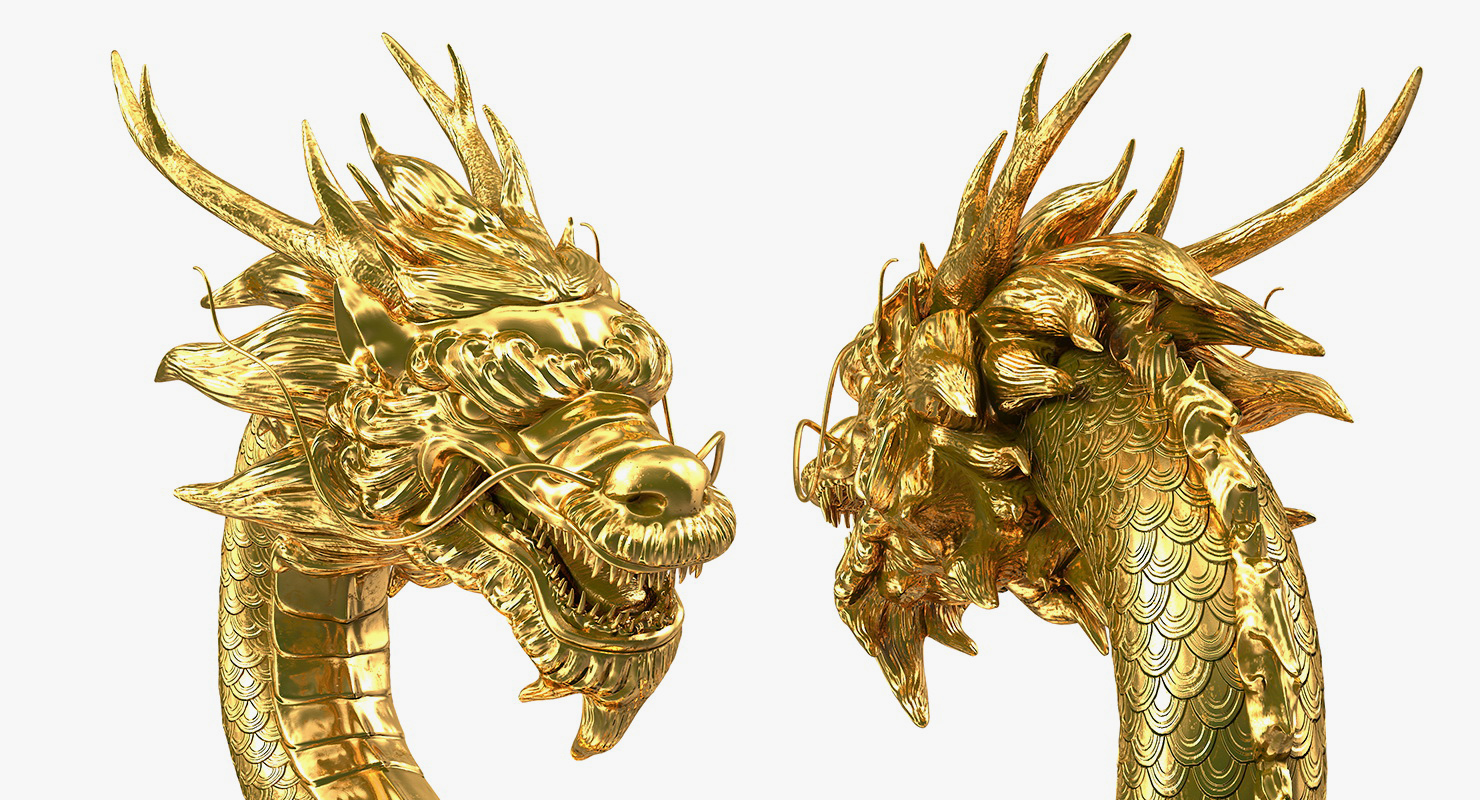 3D Golden Chinese Dragon Rigged model