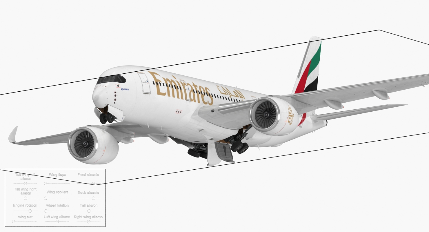 3D model Airbus A350 800 Emirates Air Line Rigged