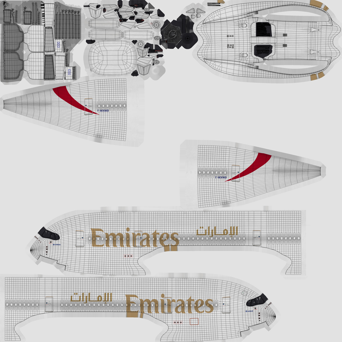 3D model Airbus A350 800 Emirates Air Line Rigged