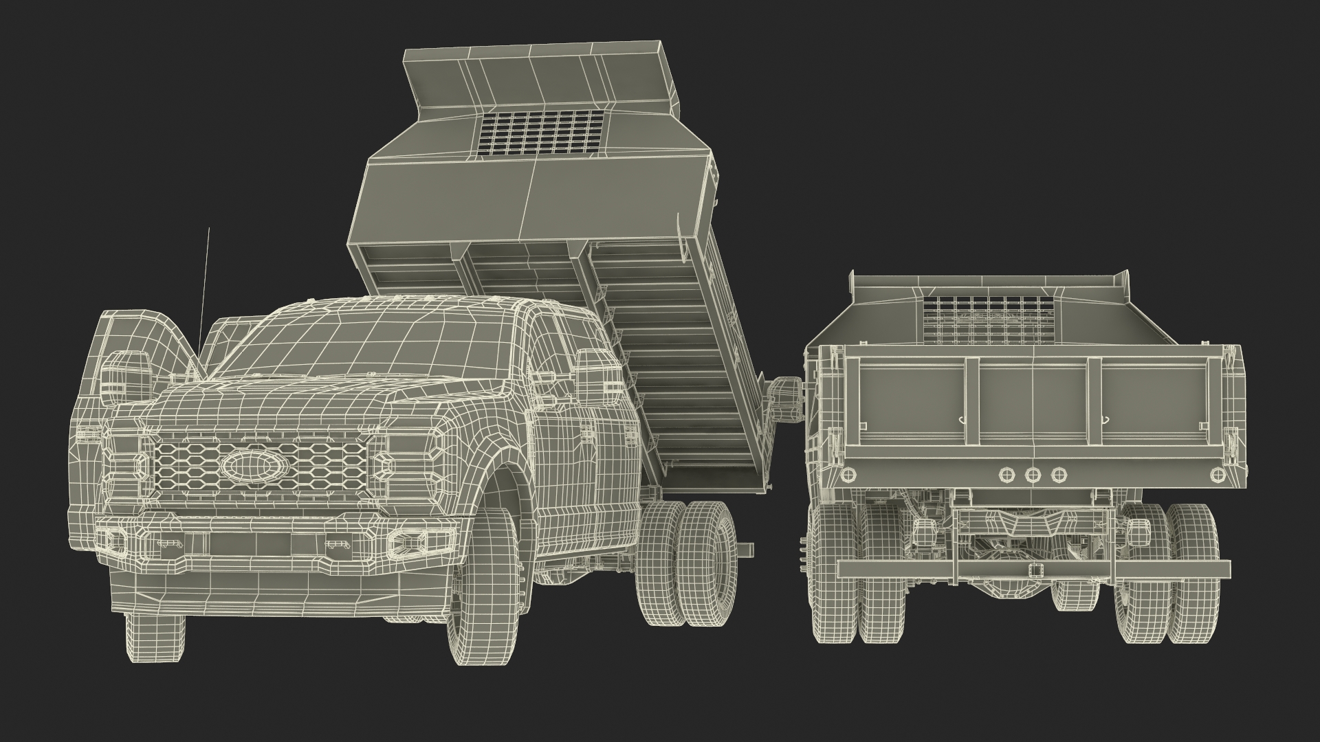 3D Ford Super Duty F550 Dump White 2023 Rigged model