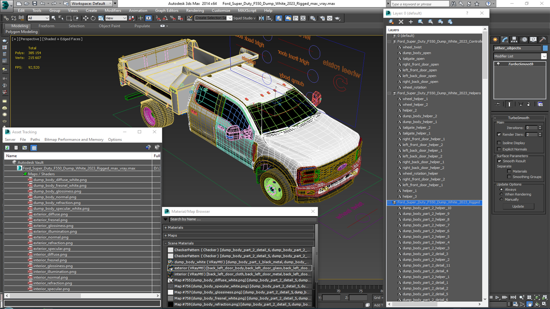 3D Ford Super Duty F550 Dump White 2023 Rigged model