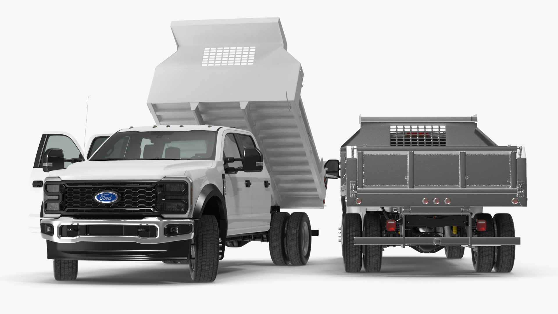 3D Ford Super Duty F550 Dump White 2023 Rigged model