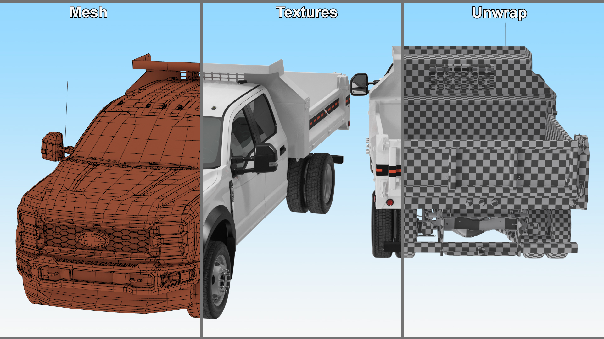 3D Ford Super Duty F550 Dump White 2023 Rigged model