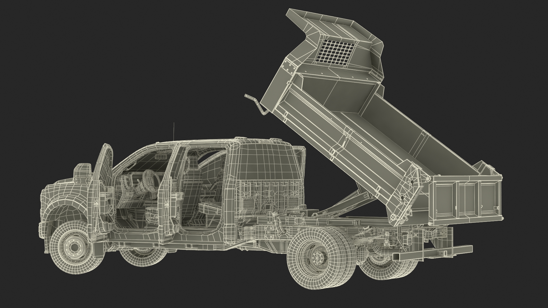 3D Ford Super Duty F550 Dump White 2023 Rigged model
