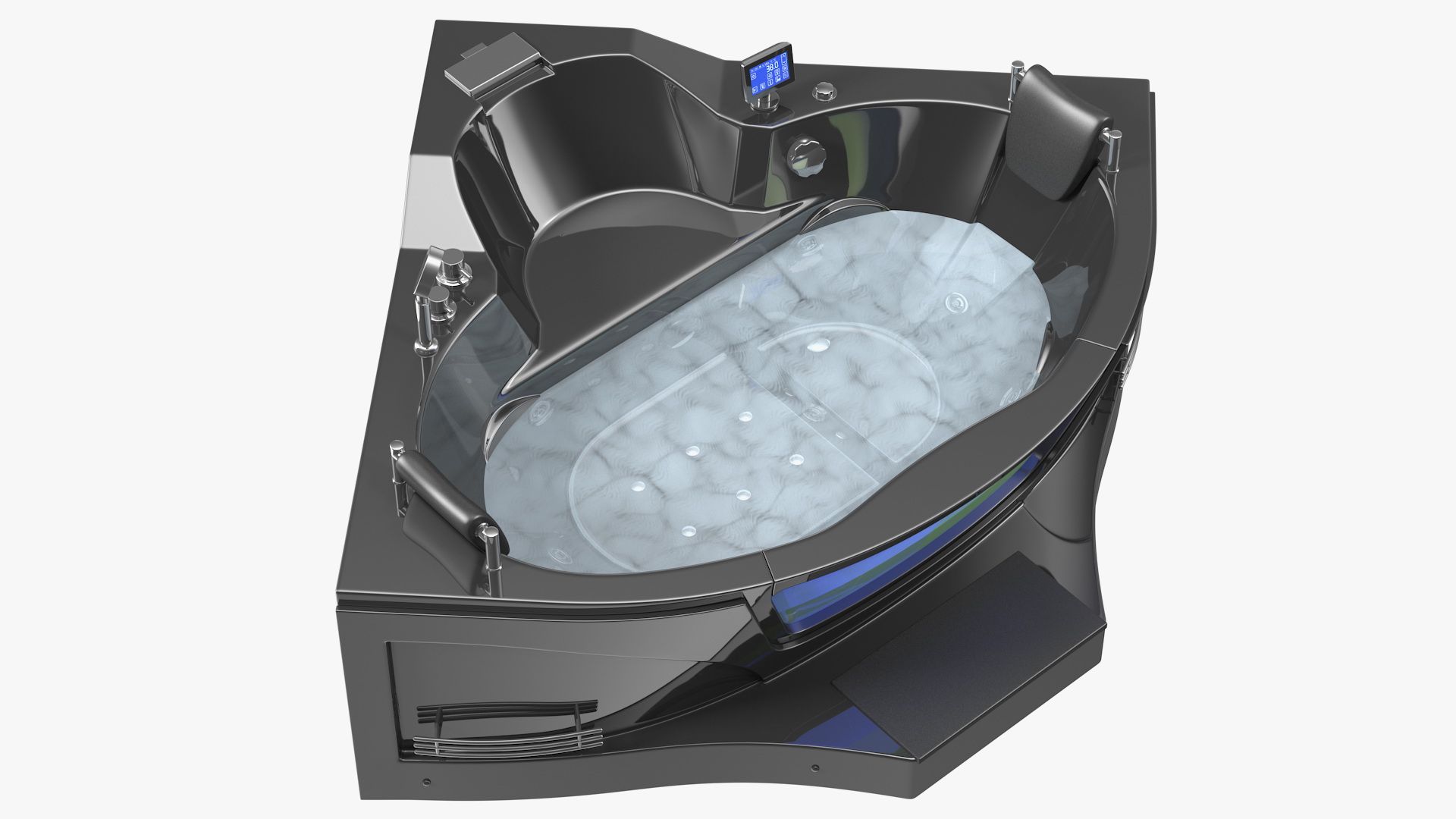 Modern Whirlpool Corner Bathtub Black 3D