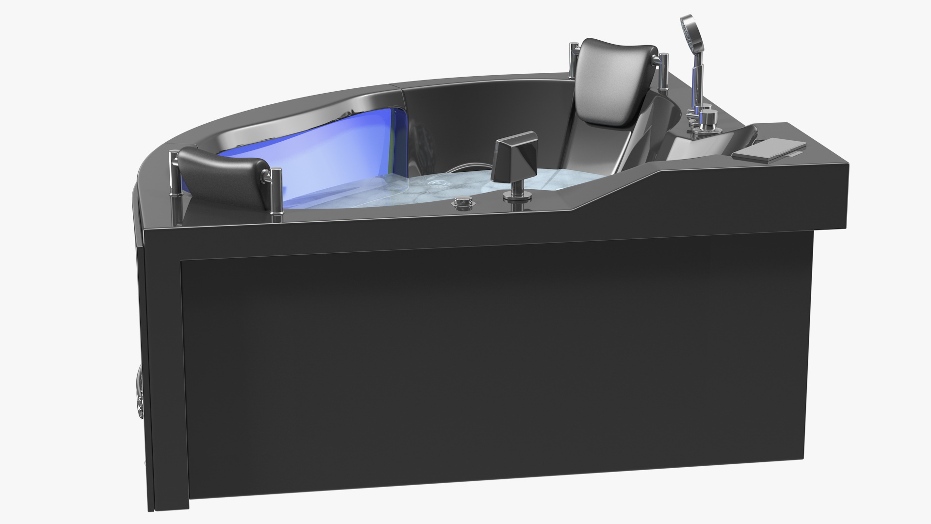 Modern Whirlpool Corner Bathtub Black 3D