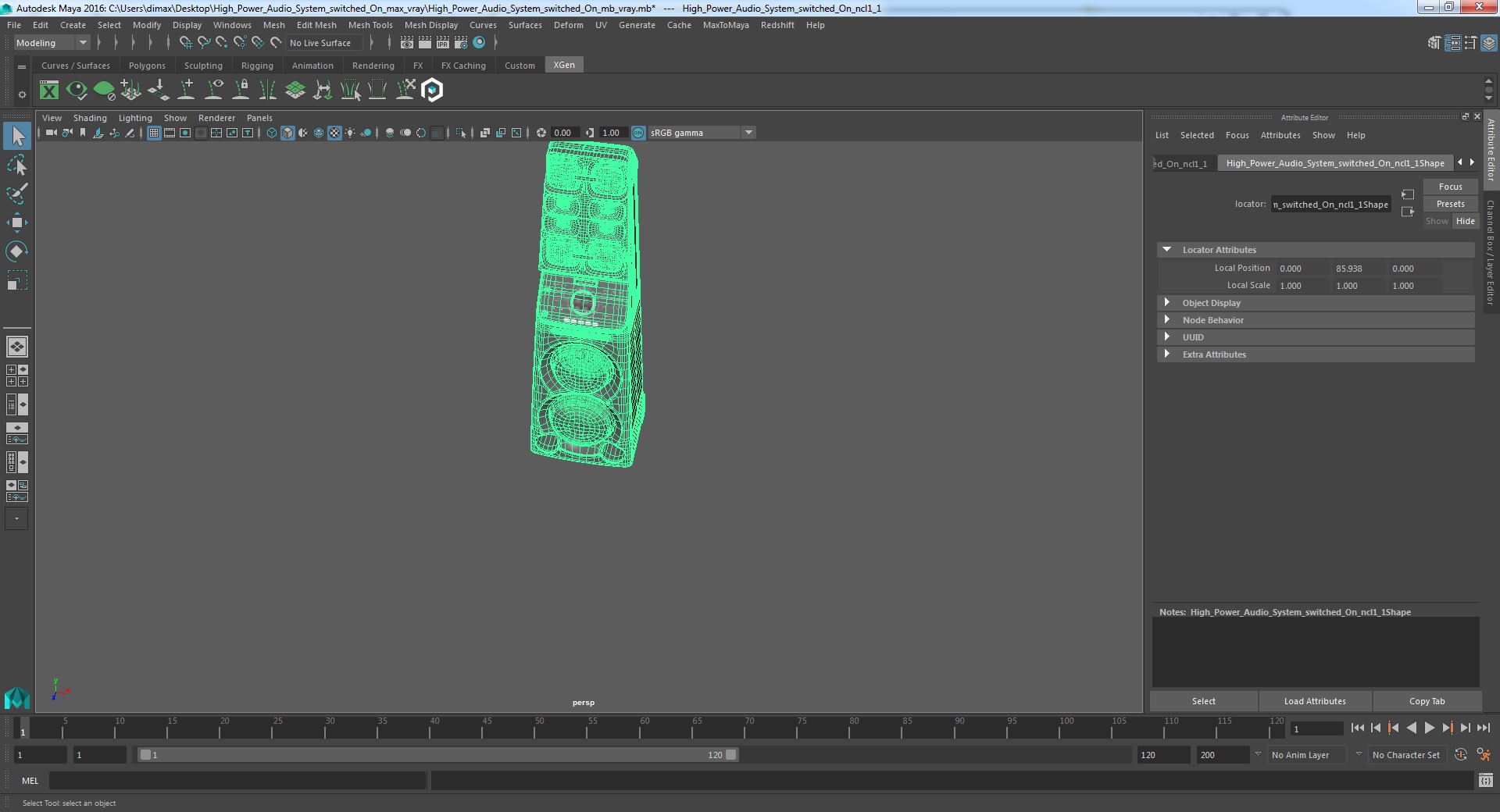 3D model High Power Audio System switched On