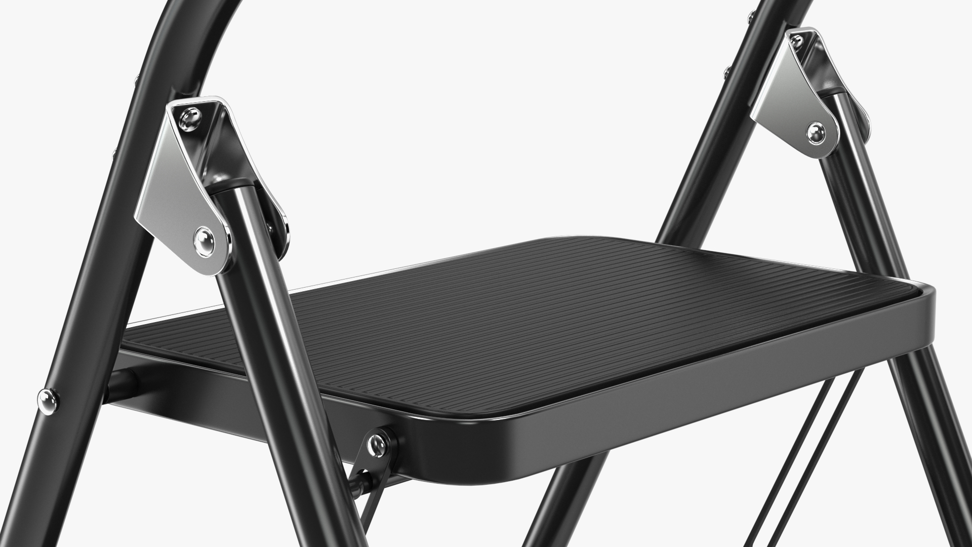 3D model Black 2 Step Steel Folding Ladder with Anti Slip Pedals