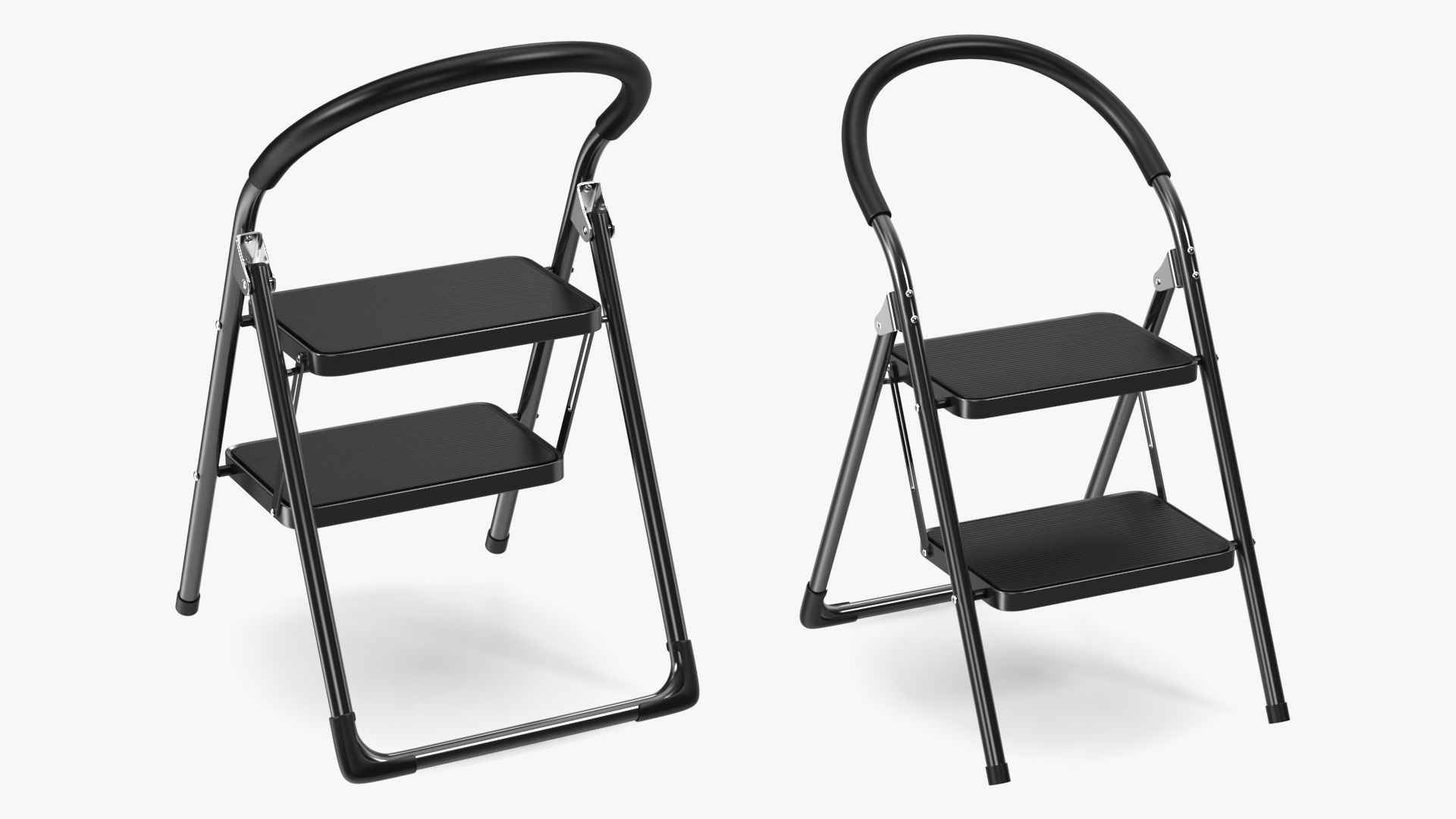 3D model Black 2 Step Steel Folding Ladder with Anti Slip Pedals