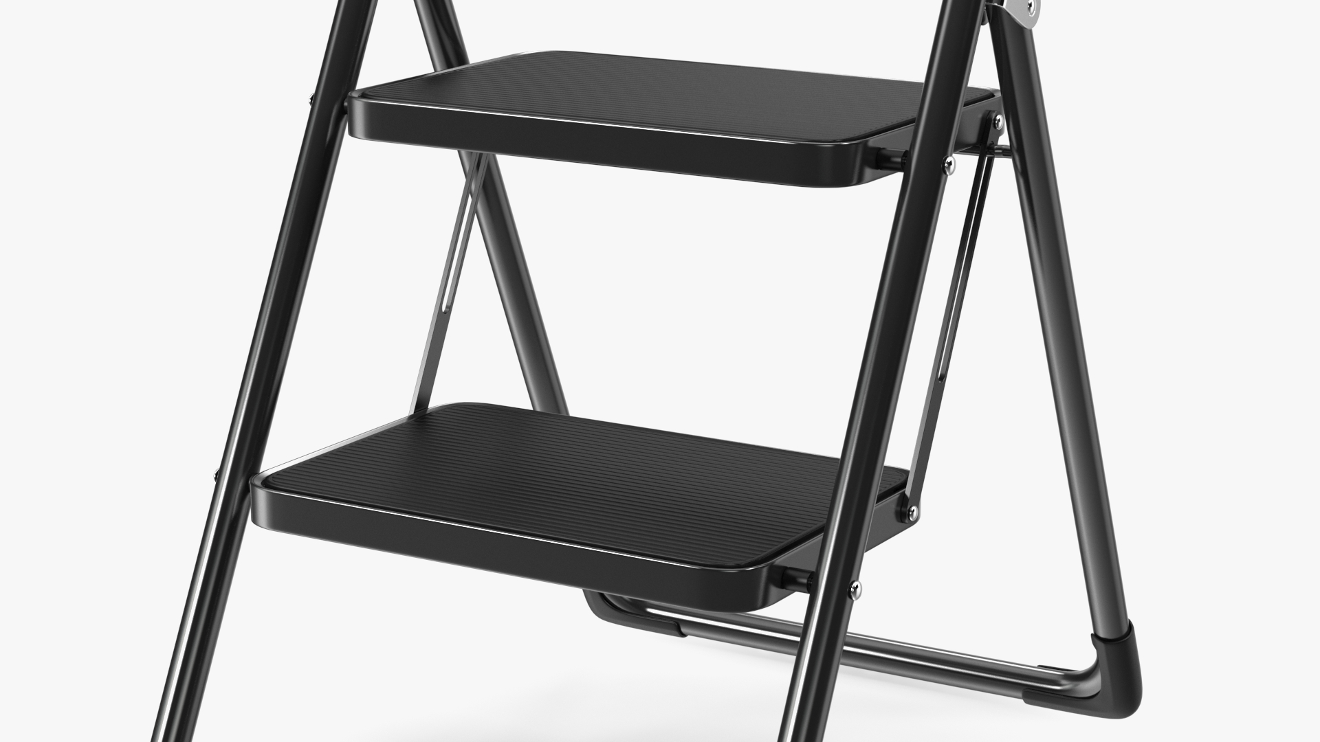 3D model Black 2 Step Steel Folding Ladder with Anti Slip Pedals