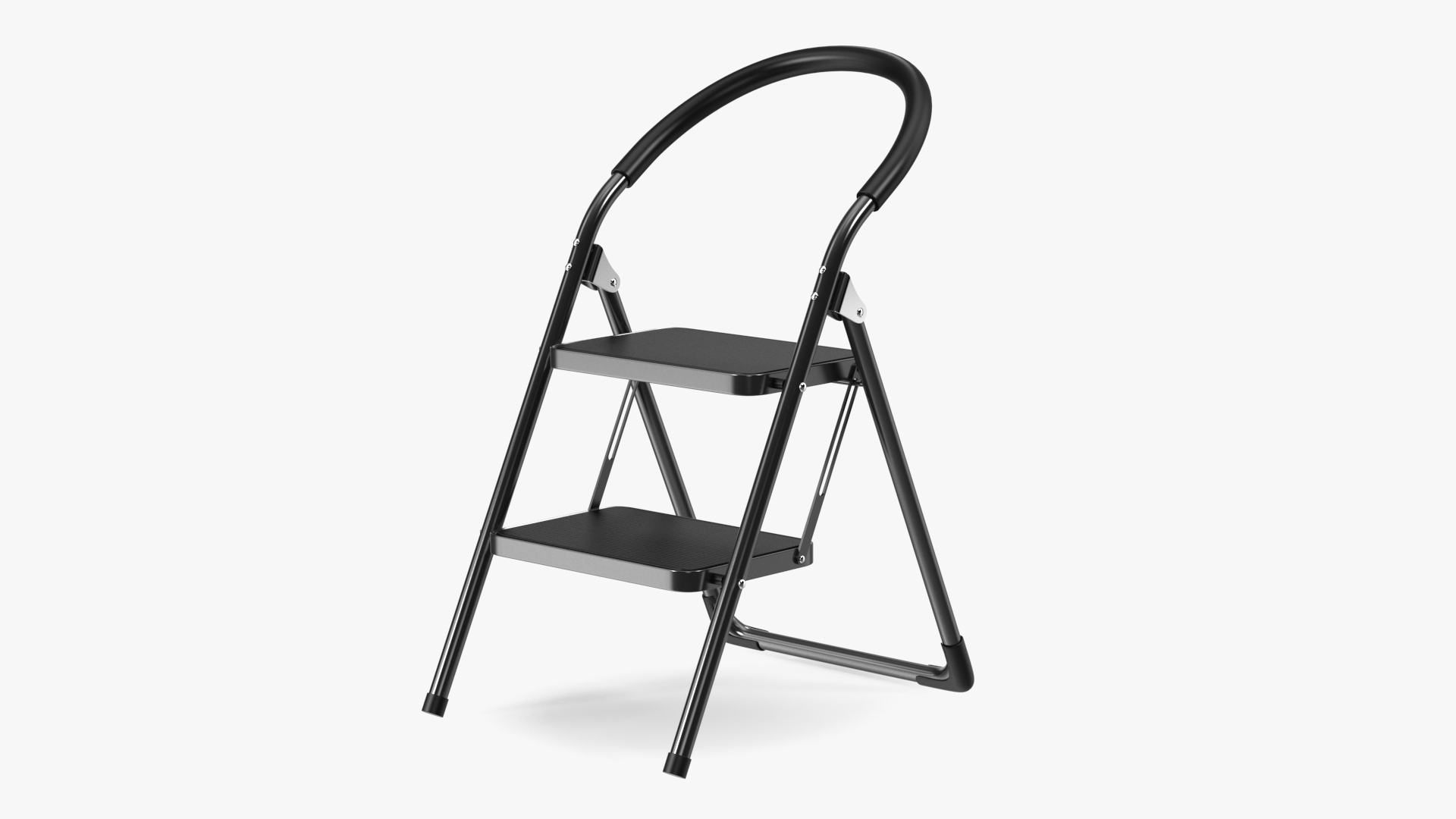 3D model Black 2 Step Steel Folding Ladder with Anti Slip Pedals