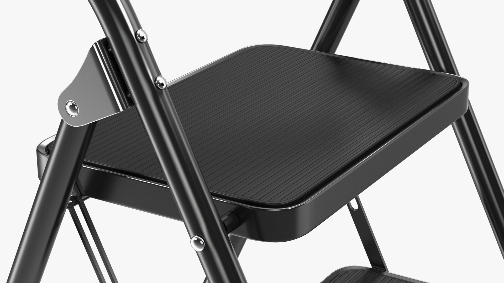 3D model Black 2 Step Steel Folding Ladder with Anti Slip Pedals