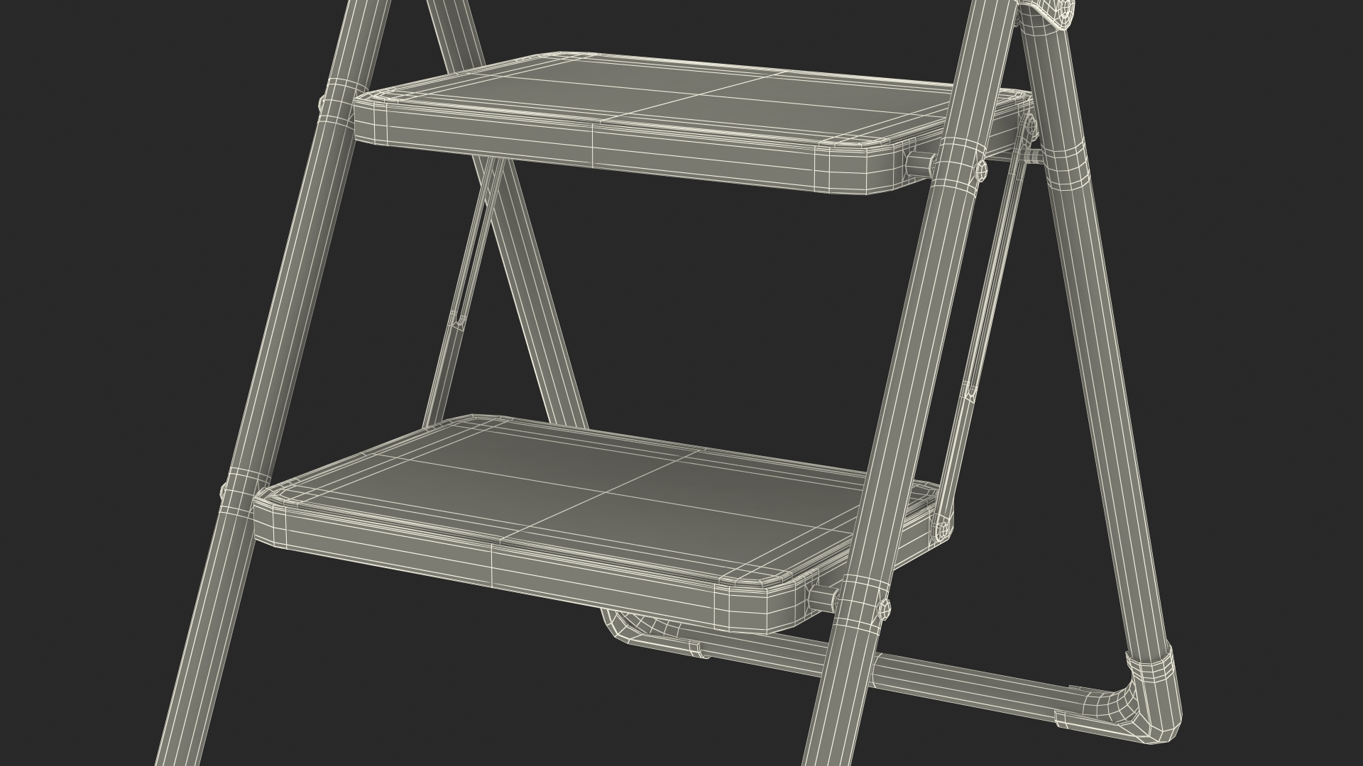3D model Black 2 Step Steel Folding Ladder with Anti Slip Pedals