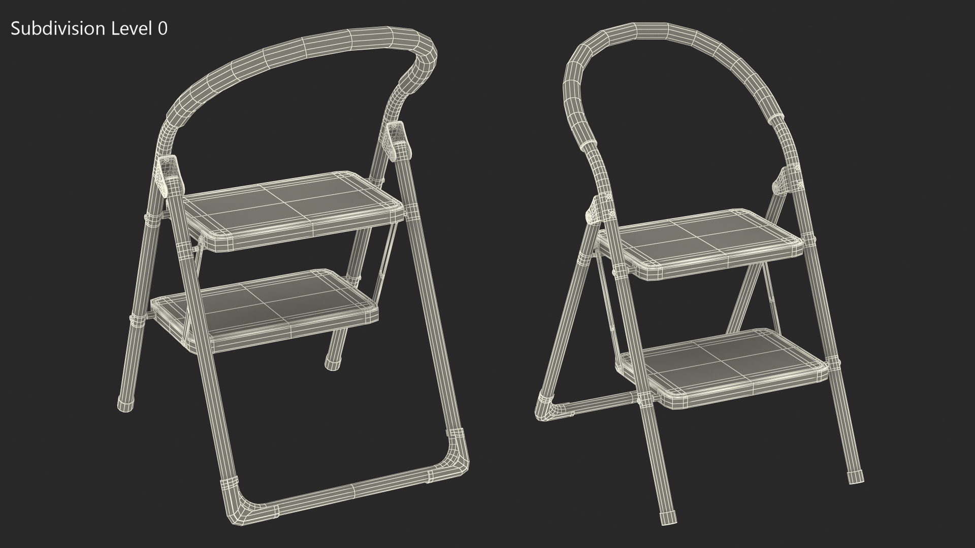 3D model Black 2 Step Steel Folding Ladder with Anti Slip Pedals