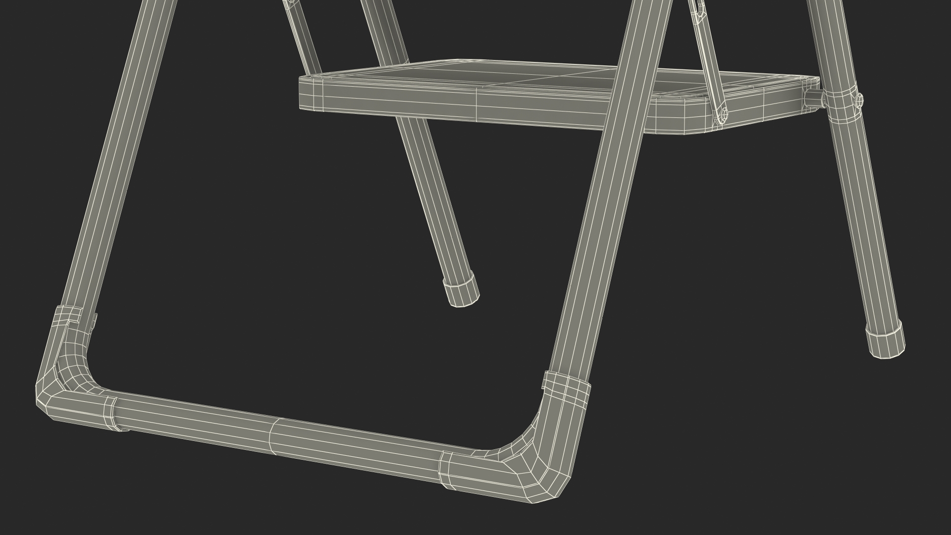 3D model Black 2 Step Steel Folding Ladder with Anti Slip Pedals