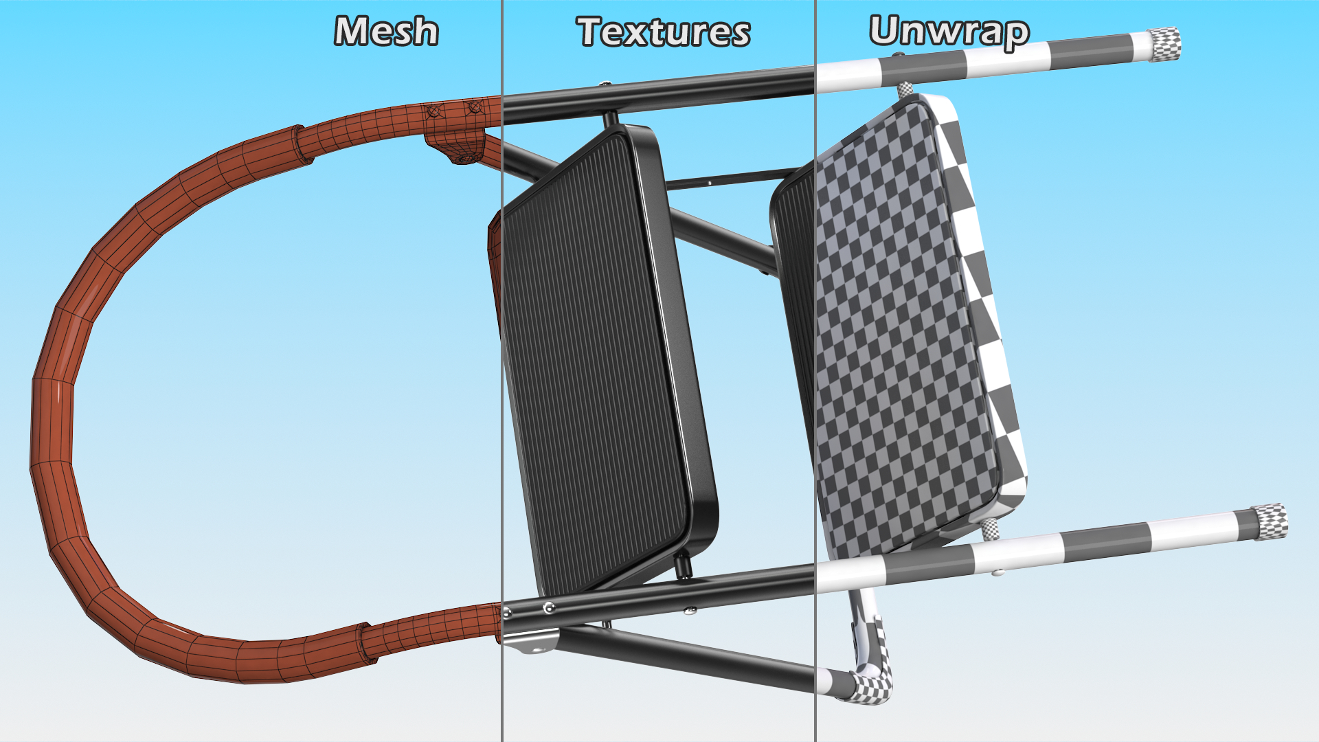 3D model Black 2 Step Steel Folding Ladder with Anti Slip Pedals