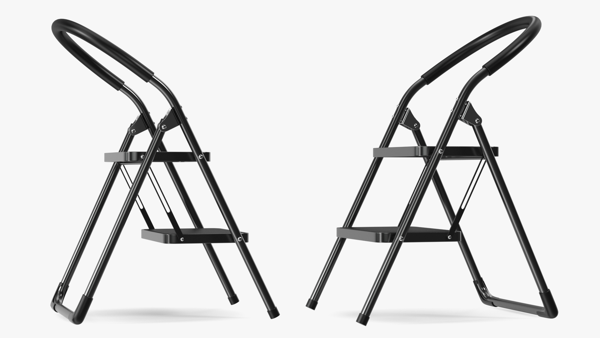 3D model Black 2 Step Steel Folding Ladder with Anti Slip Pedals