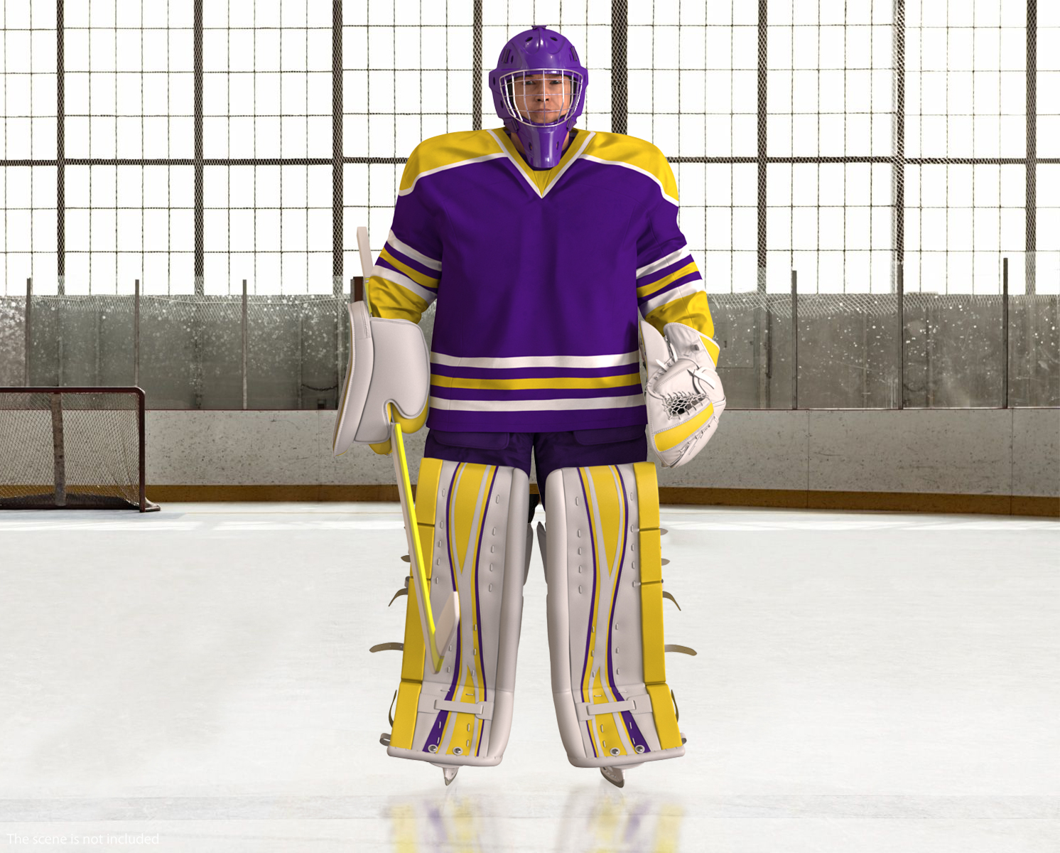 3D Hockey Goalkeeper Fully Equipped Standing Pose