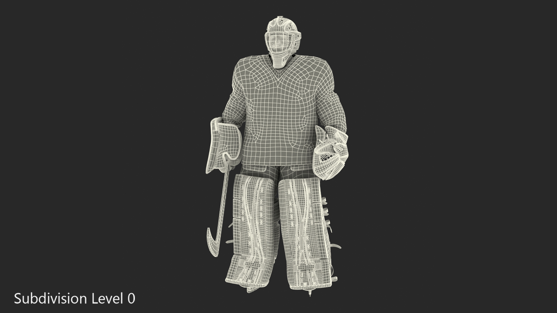 3D Hockey Goalkeeper Fully Equipped Standing Pose