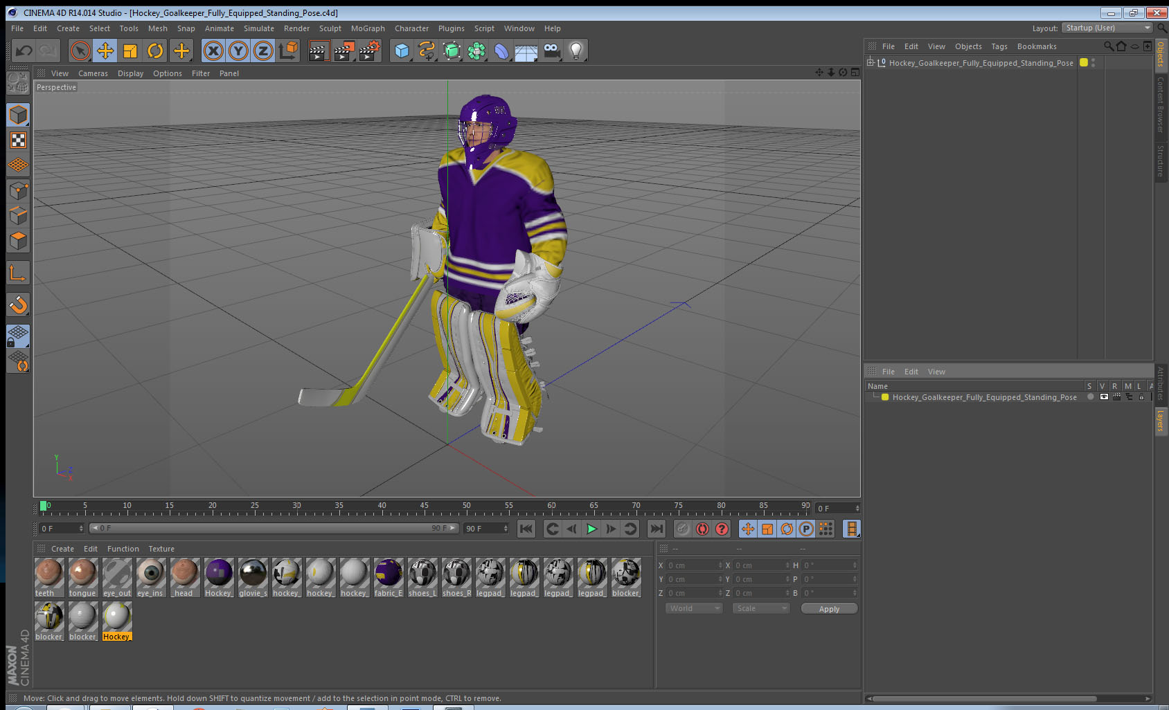 3D Hockey Goalkeeper Fully Equipped Standing Pose