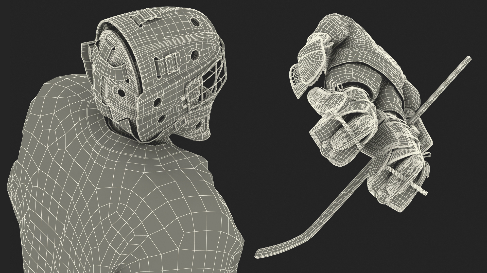 3D Hockey Goalkeeper Fully Equipped Standing Pose