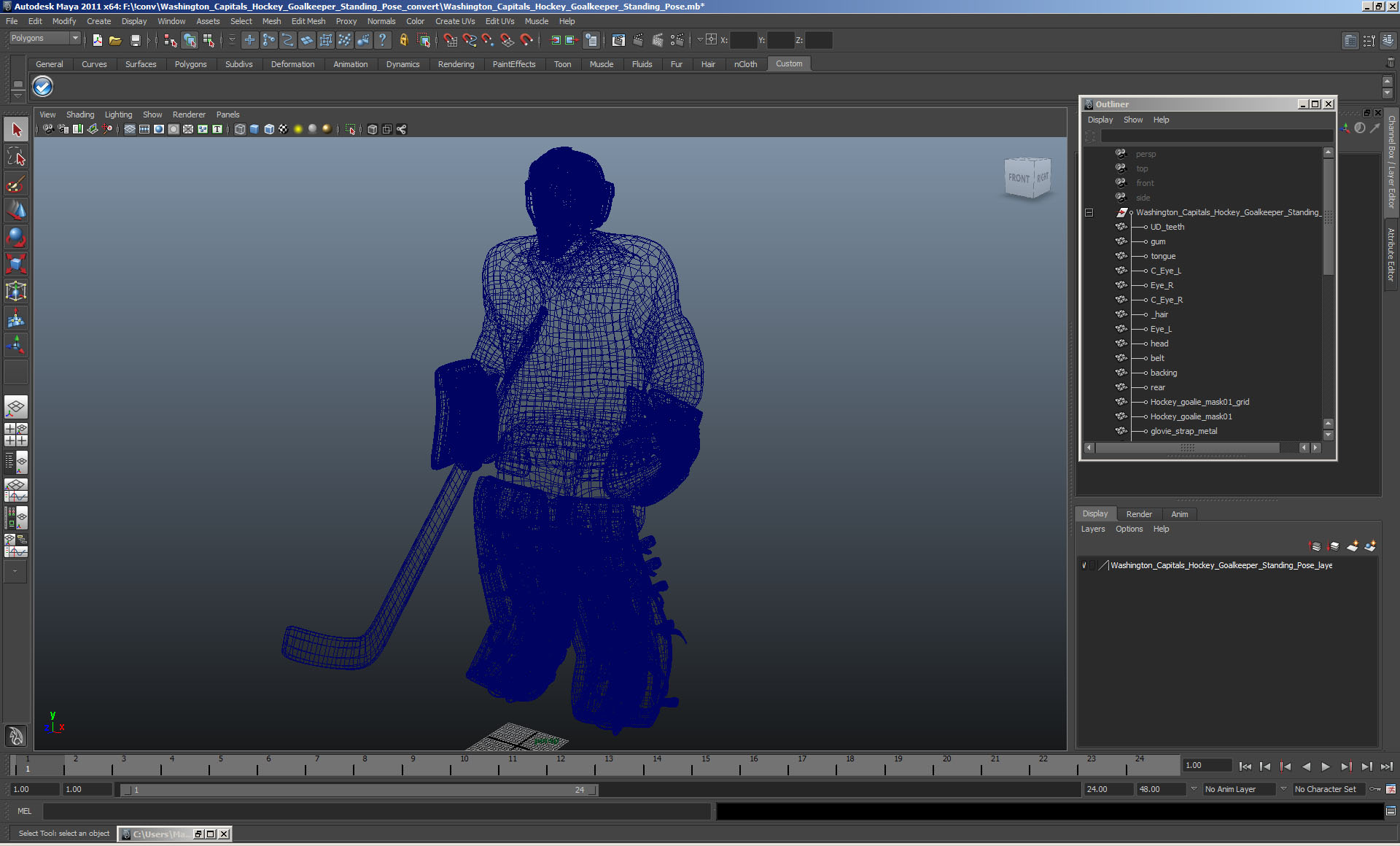 3D Hockey Goalkeeper Fully Equipped Standing Pose
