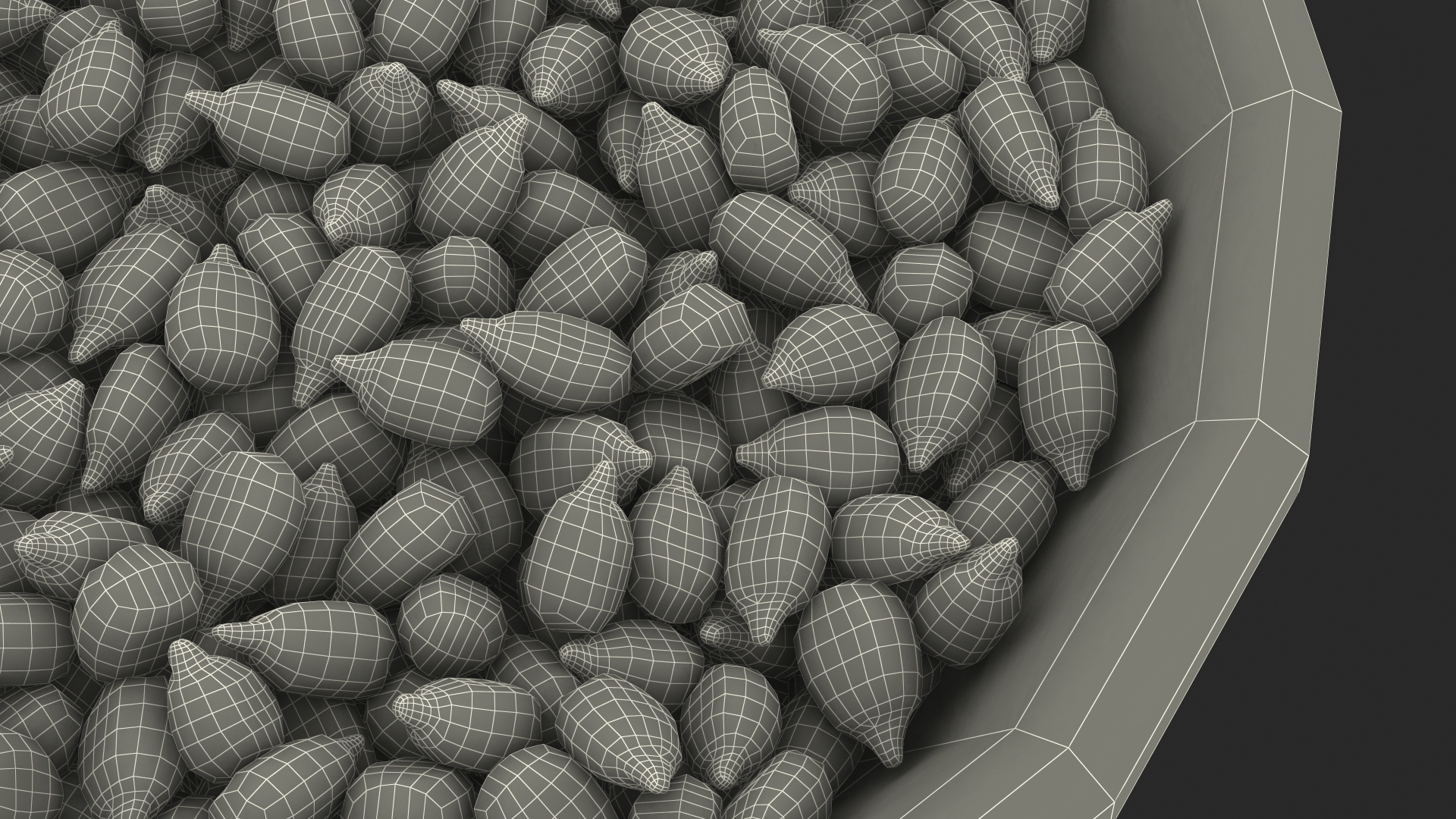 3D Corn Seeds in Ceramic Bowl
