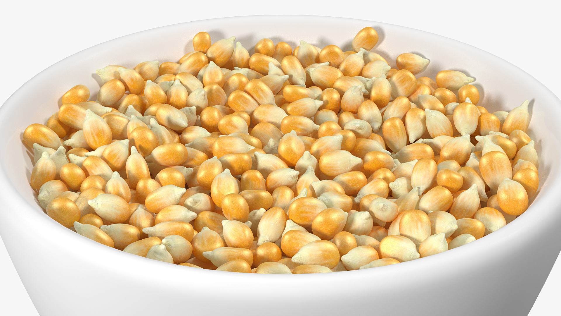 3D Corn Seeds in Ceramic Bowl