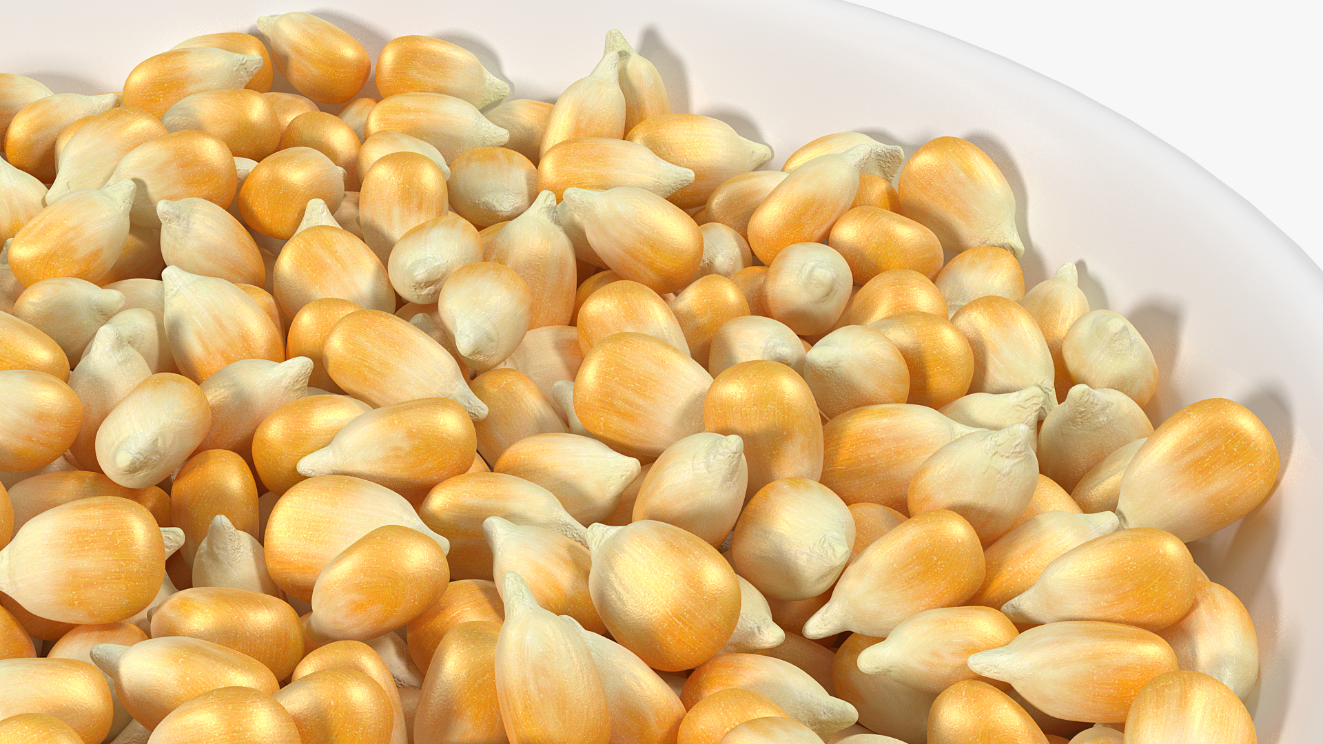 3D Corn Seeds in Ceramic Bowl