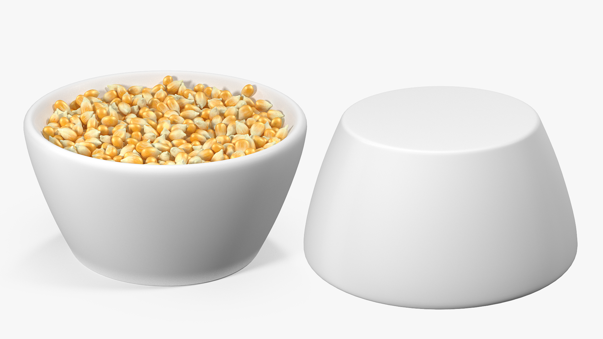 3D Corn Seeds in Ceramic Bowl