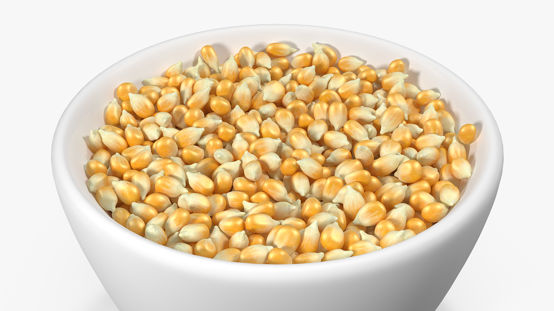 3D Corn Seeds in Ceramic Bowl