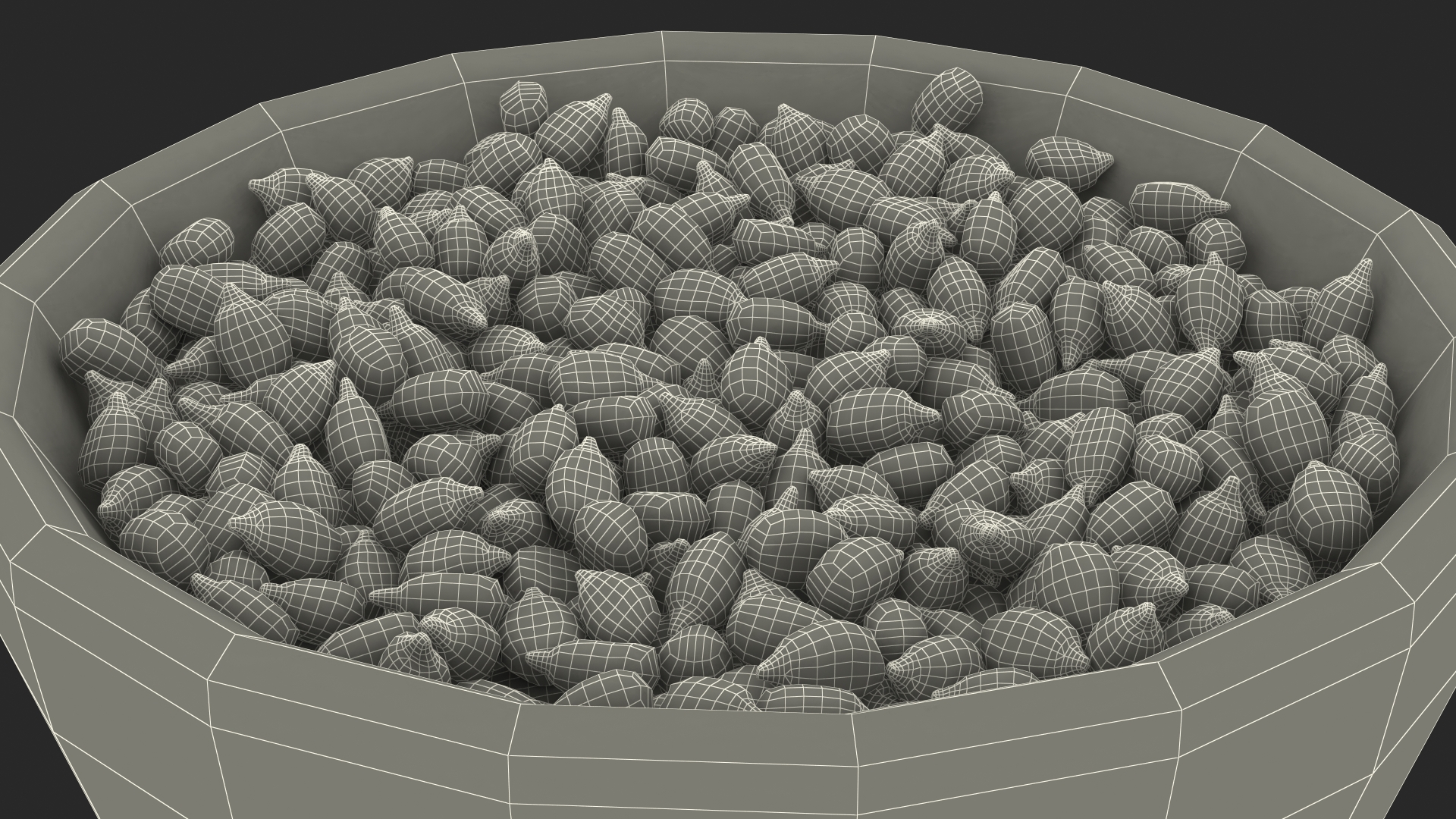 3D Corn Seeds in Ceramic Bowl