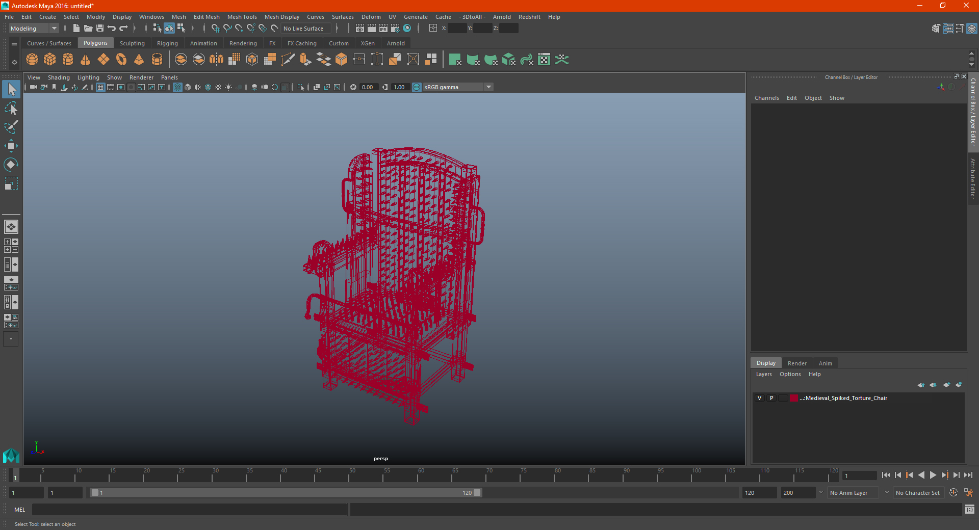 Medieval Spiked Torture Chair 3D model