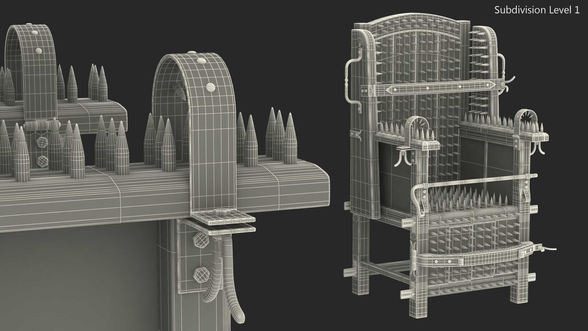 Medieval Spiked Torture Chair 3D model