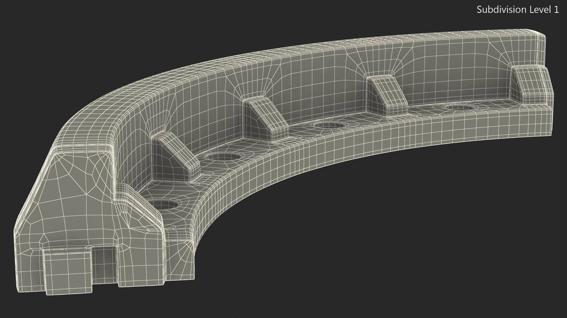 Concrete Curb Rounded Section 3D model