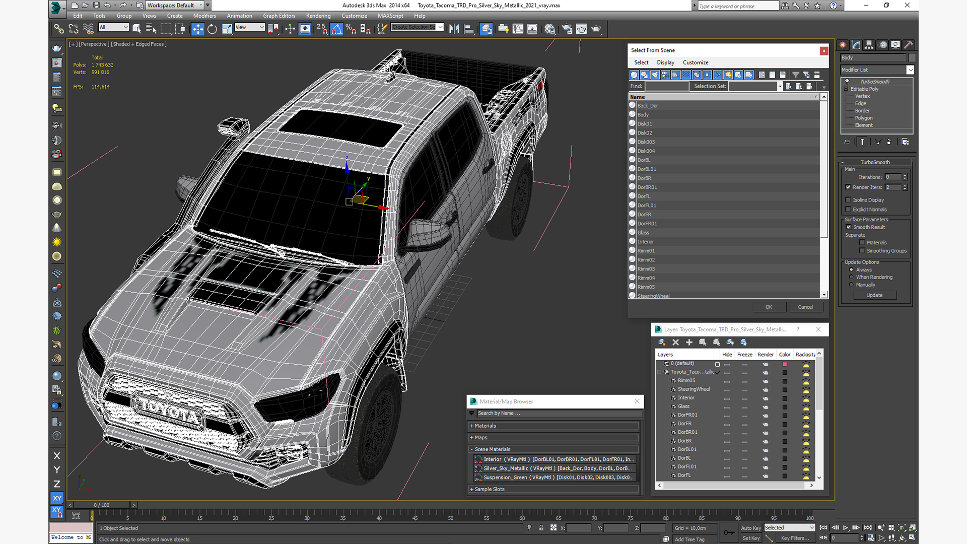 3D Toyota Tacoma TRD Pro Silver Sky Metallic 2021