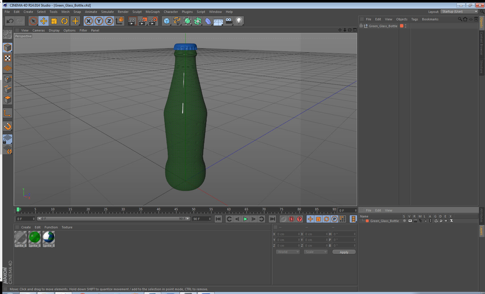 3D Green Glass Bottle model