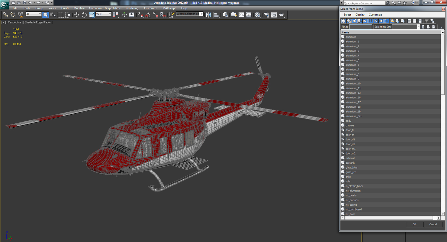 Bell 412 Medical Helicopter 3D