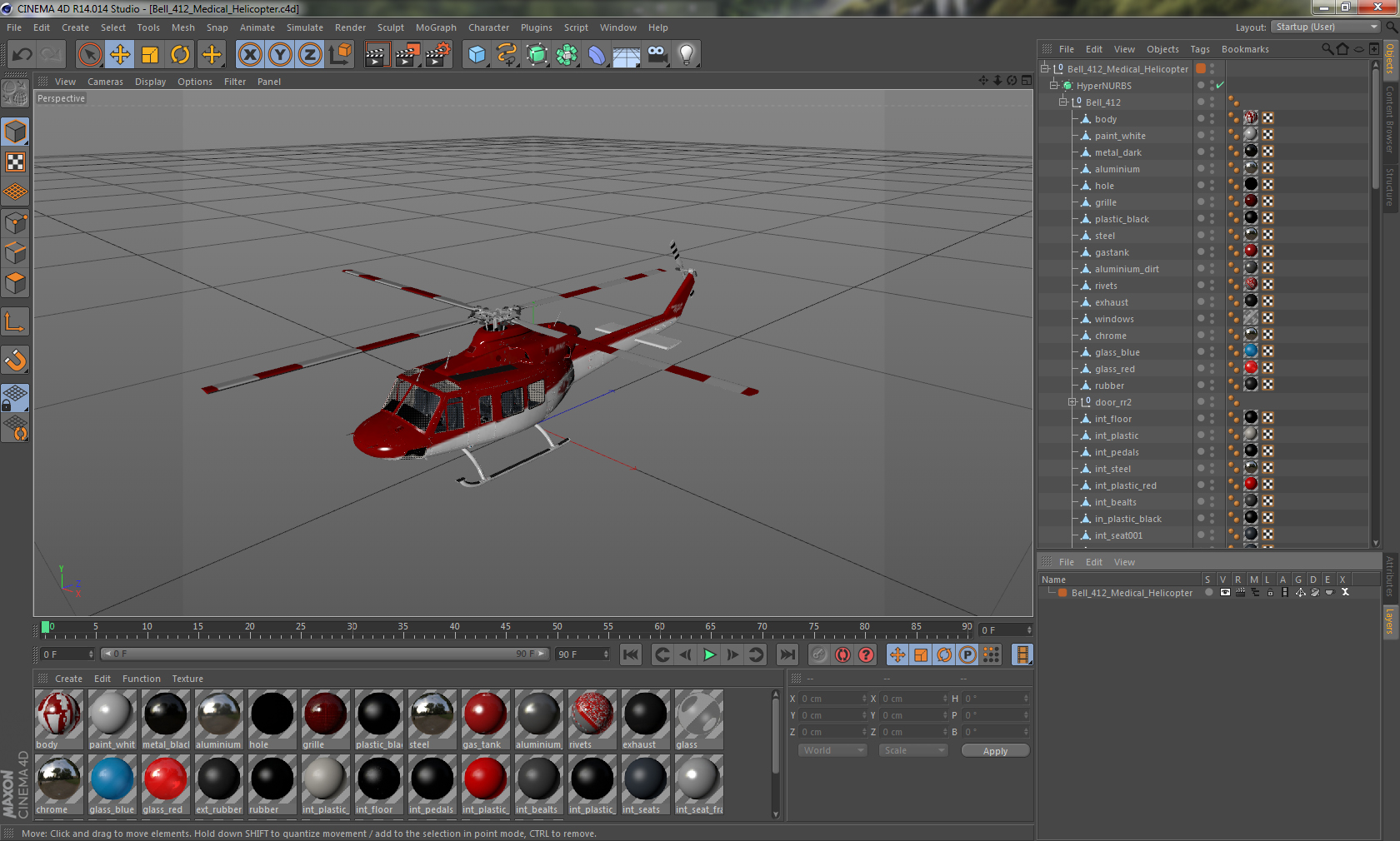 Bell 412 Medical Helicopter 3D