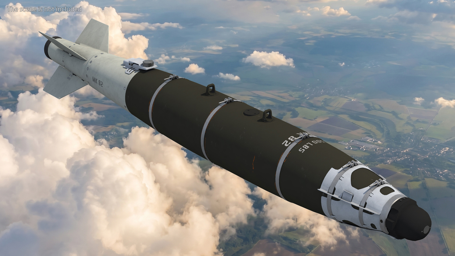 GBU-54 LJDAM Laser-Guided Smart Bomb Black Game Ready, view 3