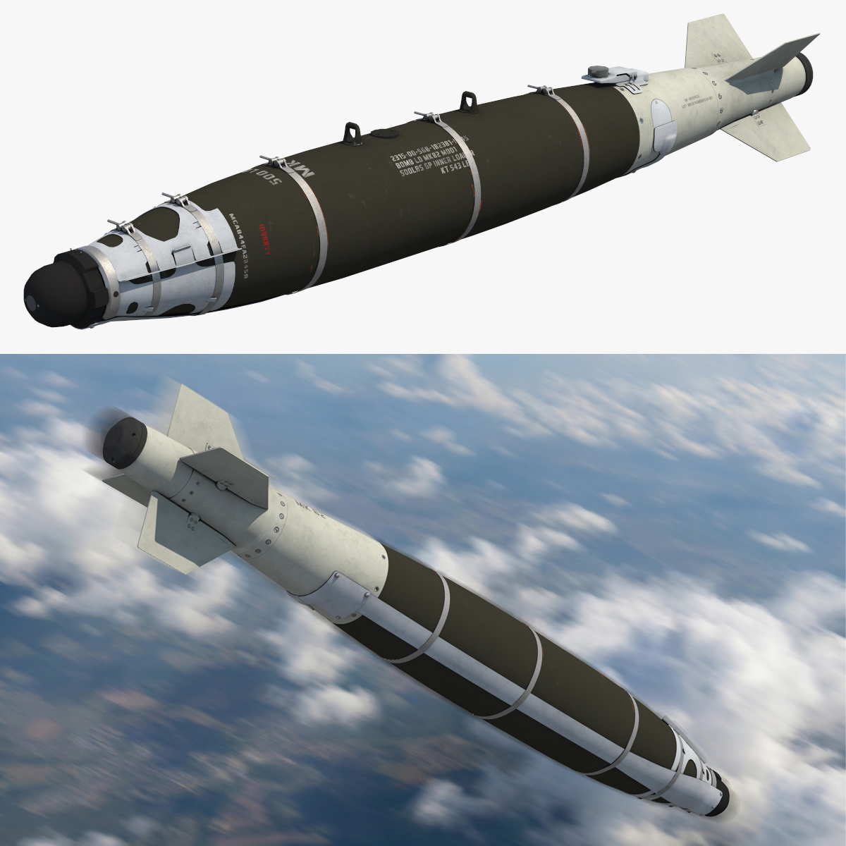 GBU-54 LJDAM Laser-Guided Smart Bomb Black Game Ready