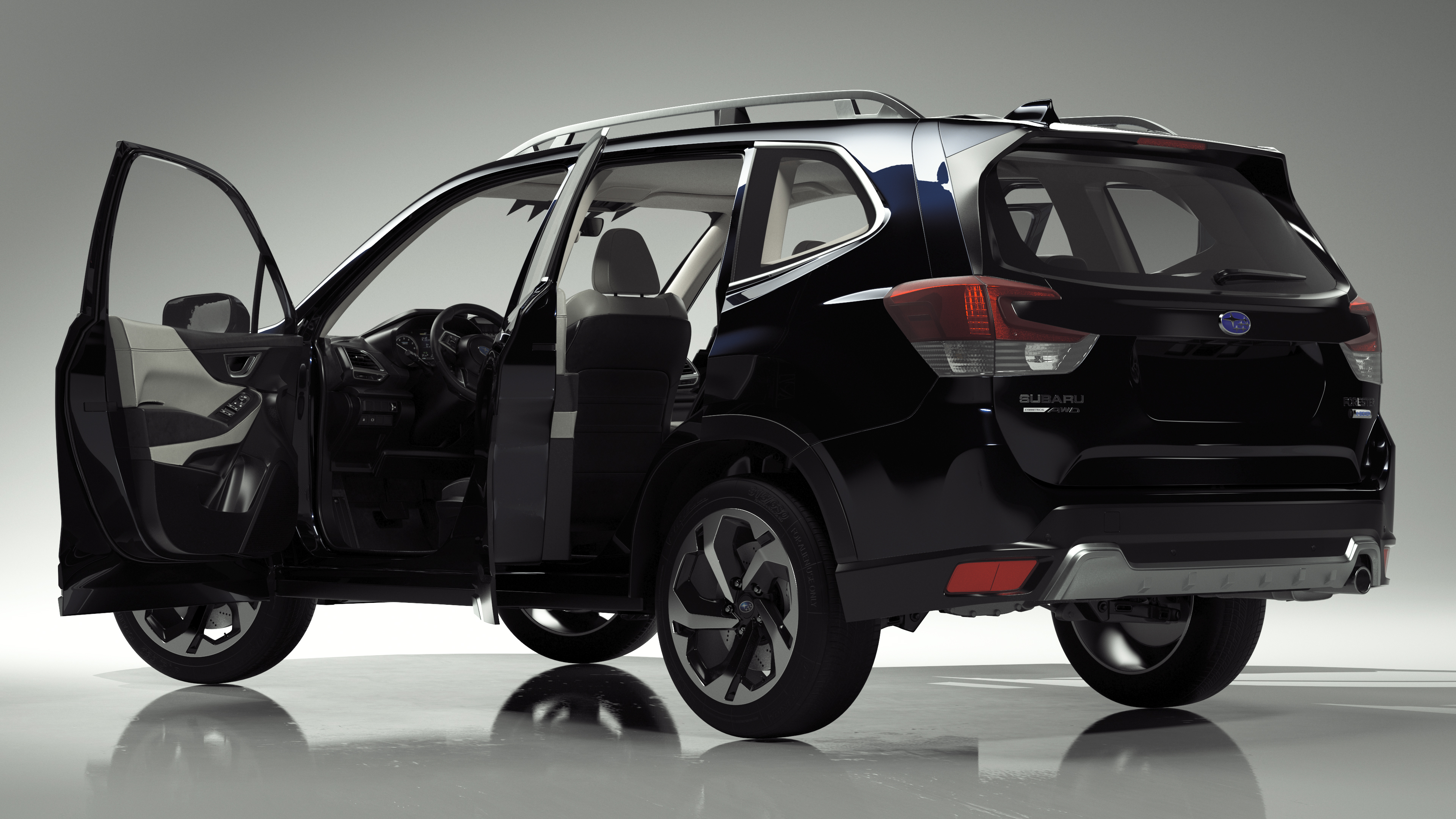 3D Subaru Forester 2022 Black Rigged model